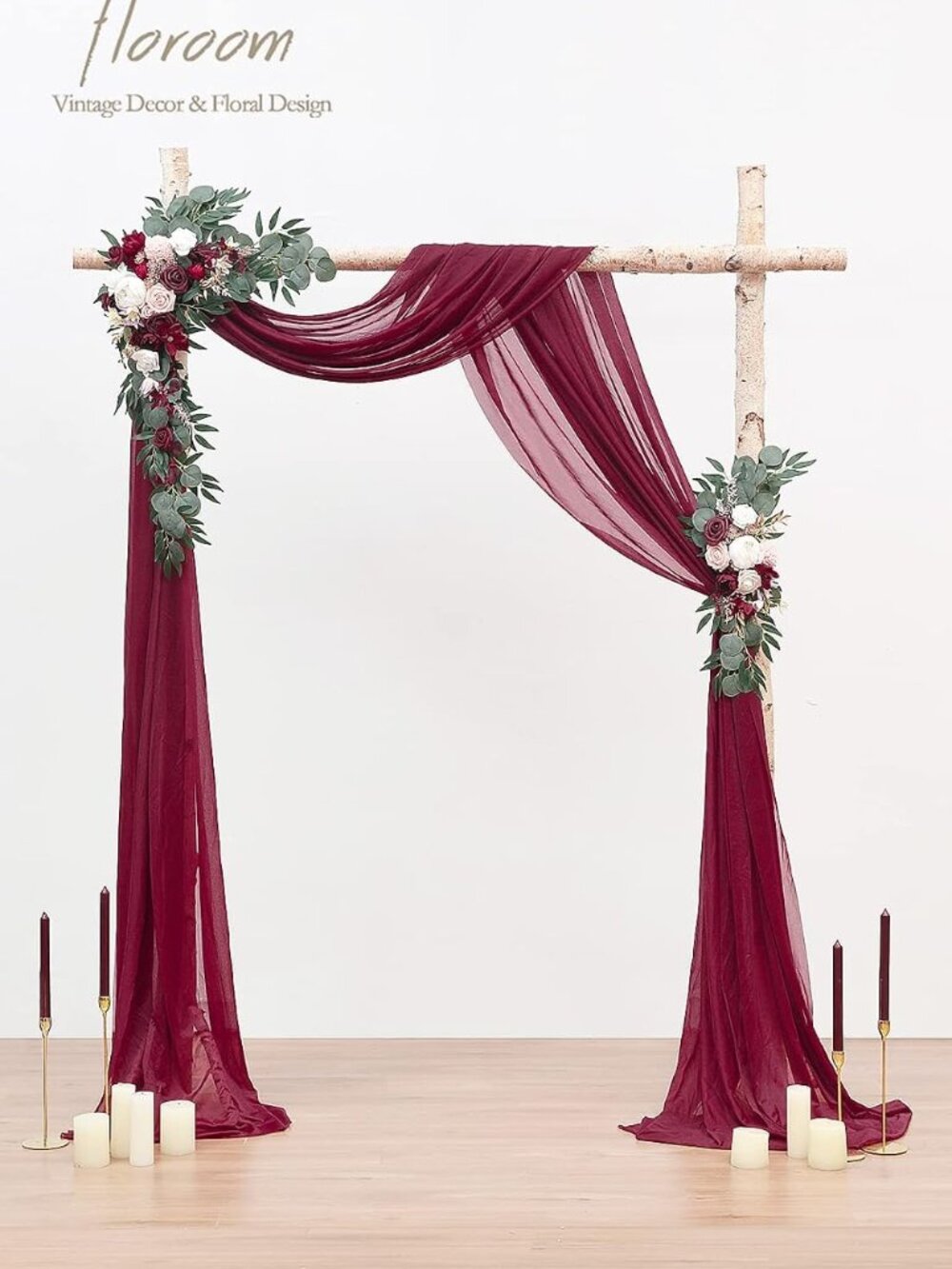 Wedding Floral Arch Flowers Drapes Kit 4 Pc Burgundy Blush Pink Green Floroom